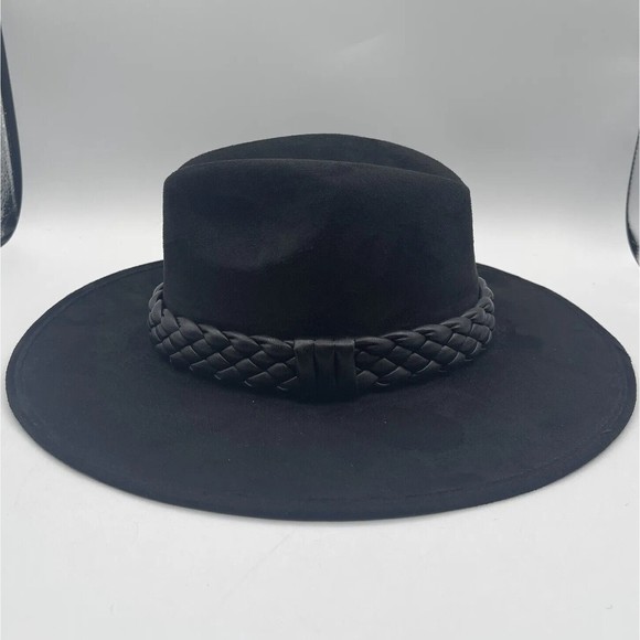 FREE PEOPLE x ASN Melrose Rancher Hat BLACK SUEDE W/ BRAIDED LEATHER BAND, SMALL main image 12